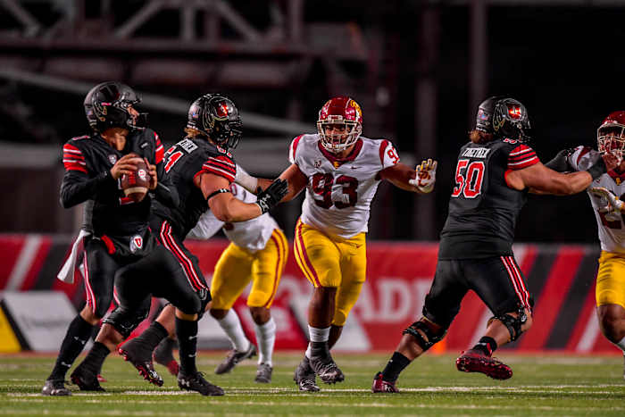 USC DL Marlon Tuipulotu. Credit:&nbsp;John McGillen/USC Athletics